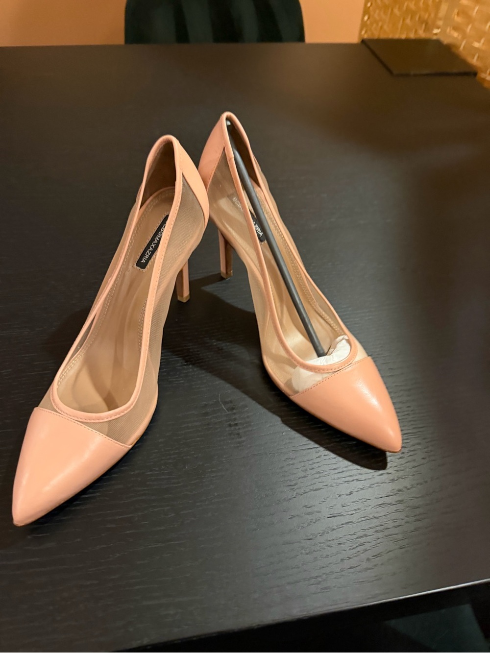 BCBGMaxAzria Pointed-Toe Mesh Accent Pumps in Light Peach